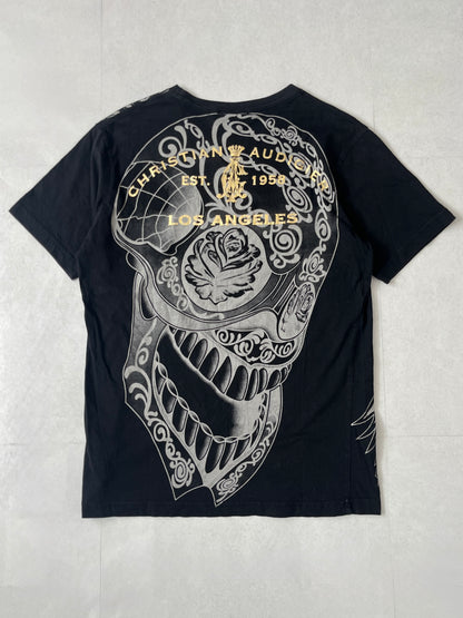 Christian Audigier Black Sequin T-Shirt Size M