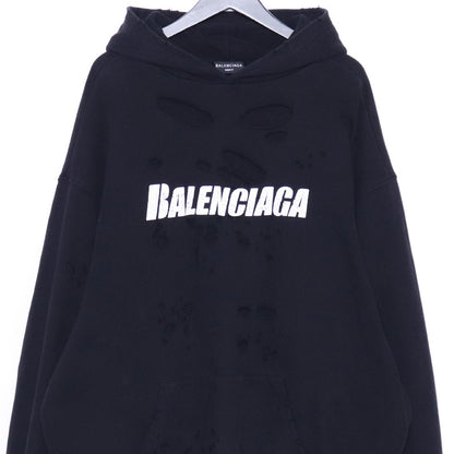 Balenciaga CAPS Destroyed Hoodie Black 21SS Size XS