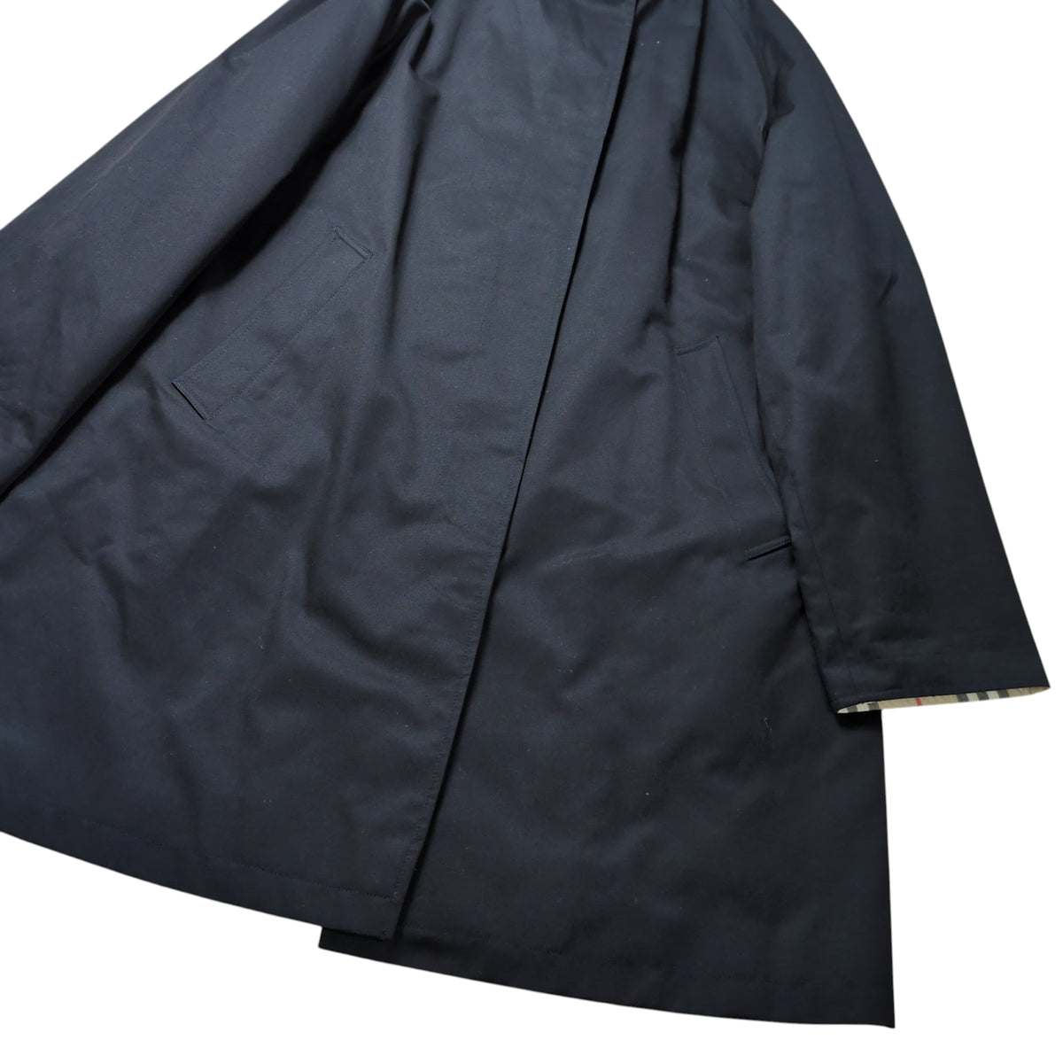 BURBERRY LONDON Black Burberry Check Balmacaan Coat