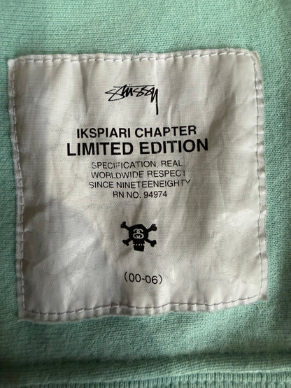 Stussy Ikspaiari Chapter Turquoise Blue Hoodie Size L