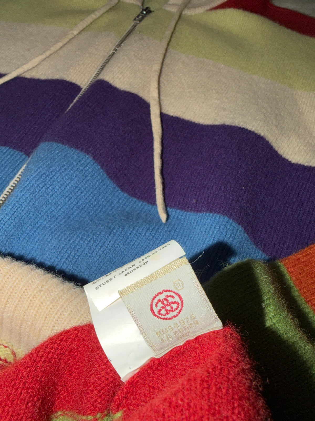 Stussy Knit Multi-Stripe Zip-Up Hoodie Size L