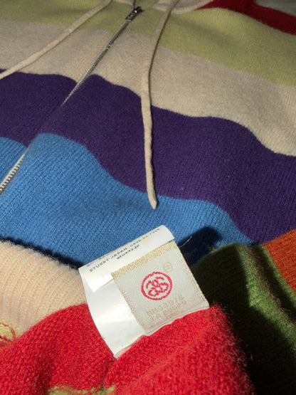 Stussy Knit Multi-Stripe Zip-Up Hoodie Size L