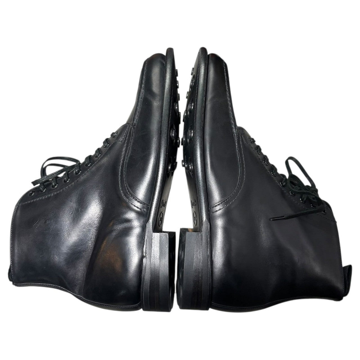 SANDERS B.G.S Apron Derby Boots Black U-Tip Size 6 1/2