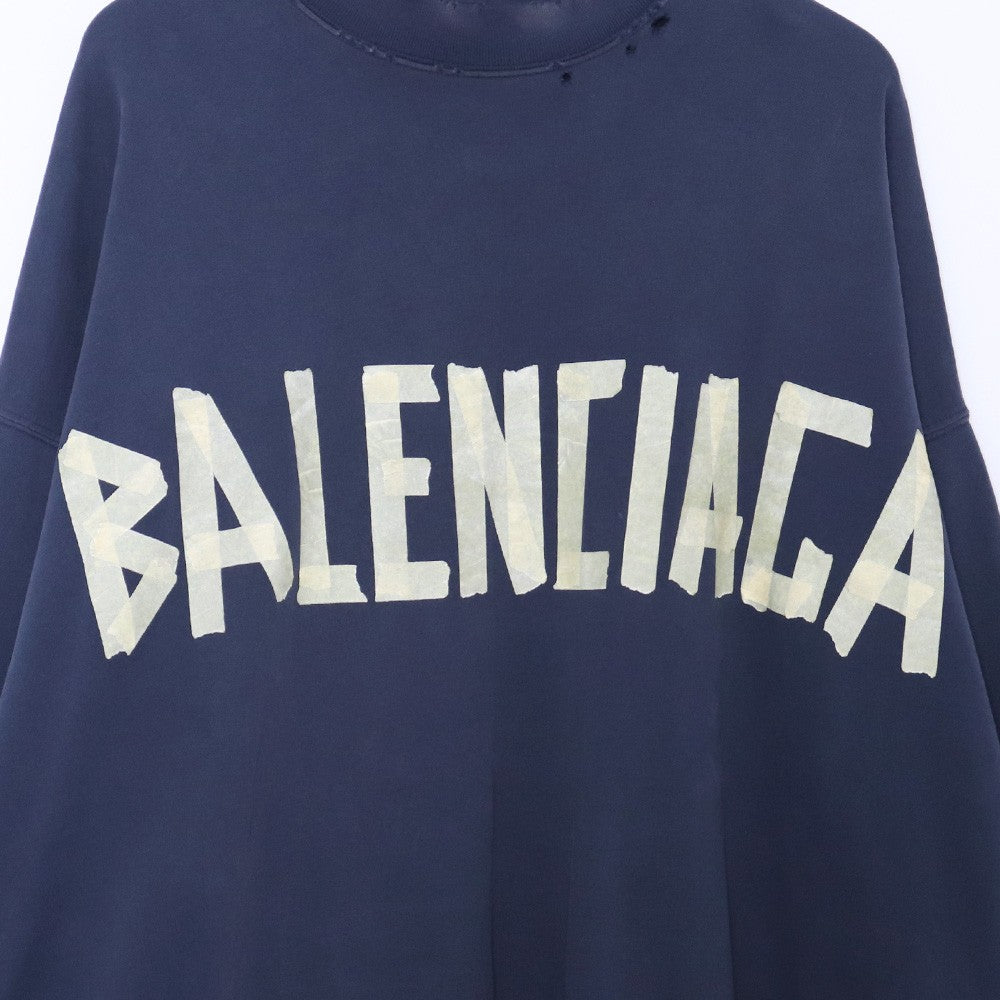 BALENCIAGA 23AW Tape Type Long Sleeve T-Shirt Navy Size L