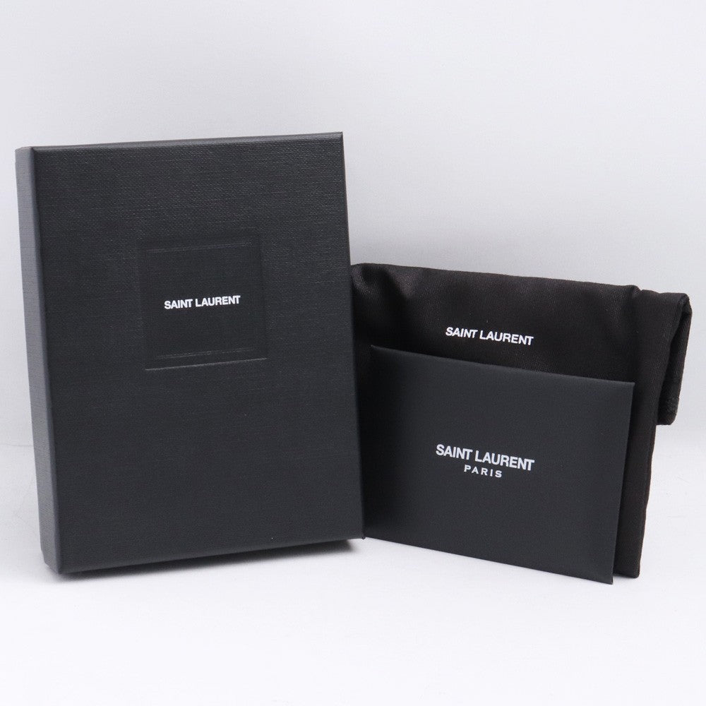 SAINT LAURENT PARIS Cassandra Croc Card Holder Black Card Case Size F