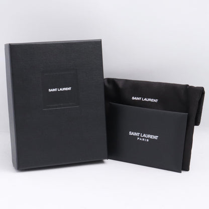 SAINT LAURENT PARIS Cassandra Croc Card Holder Black Card Case Size F