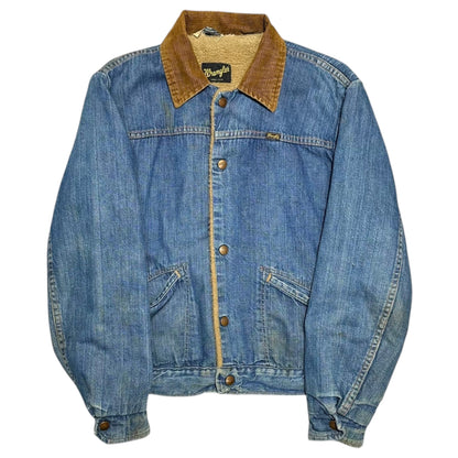 WRANGLER 70s Vintage Indigo Denim Fleece Jacket Size 36