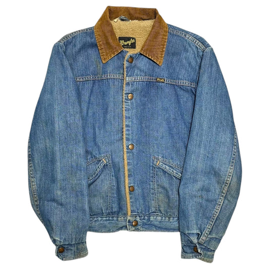 WRANGLER 70s Vintage Indigo Denim Fleece Jacket Size 36