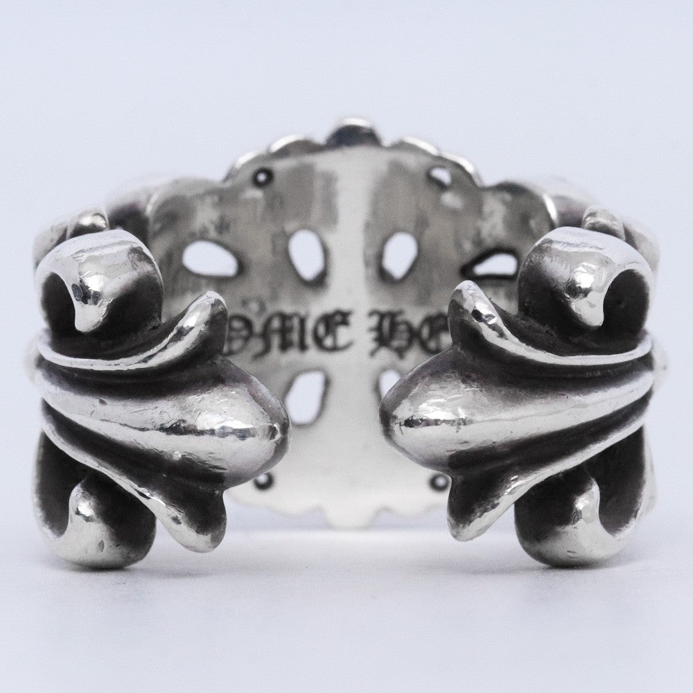 CHROME HEARTS Double Floral Cross Ring Silver Size ONE SIZE