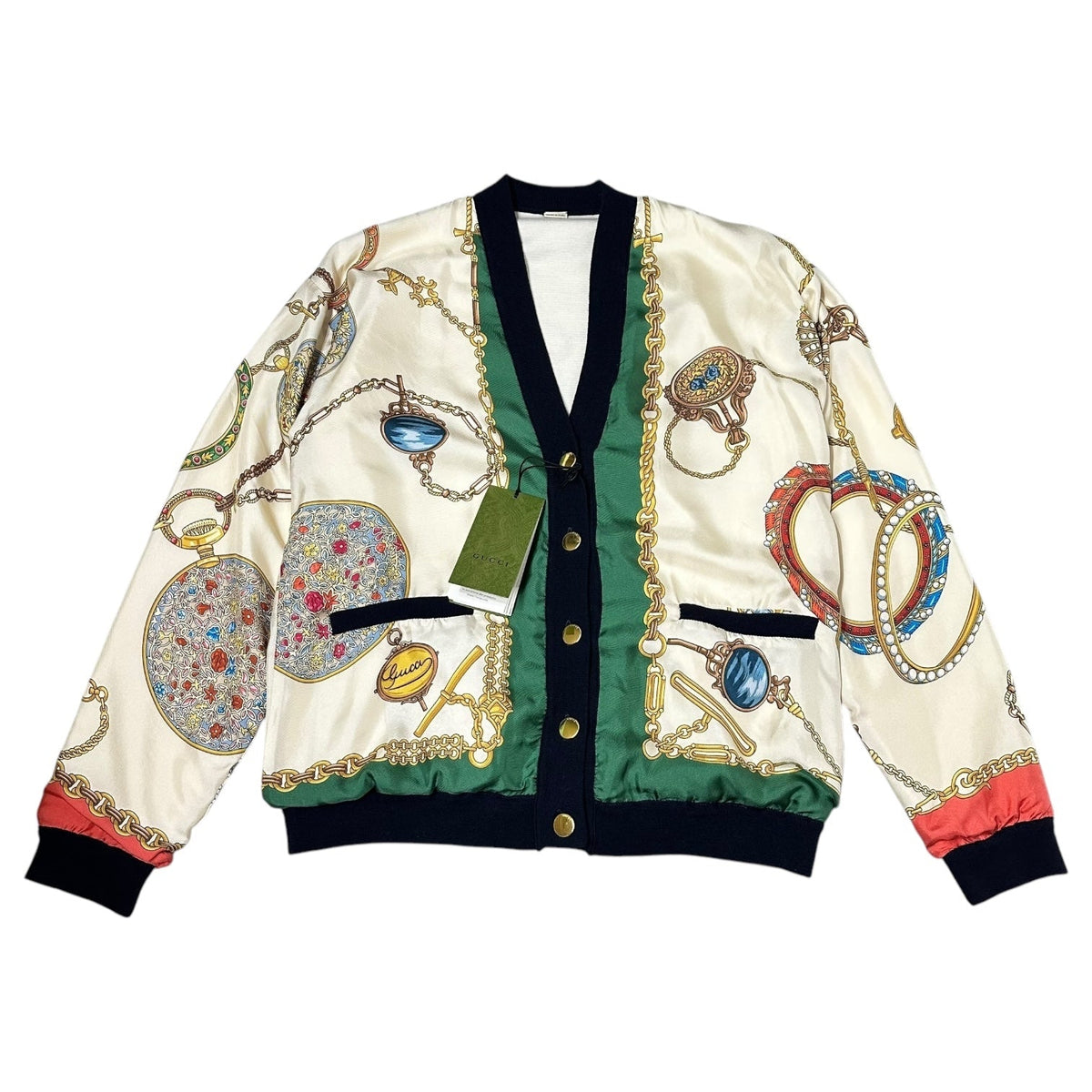 GUCCI 23AW All-over Silk Reversible Knit Cardigan Size M