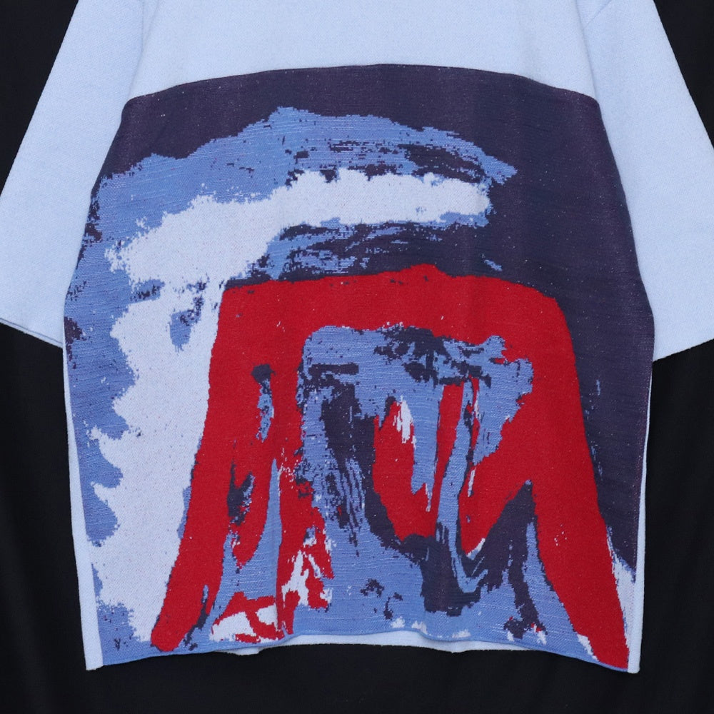ALMOSTBLACK 24SS Fuji Jacquard Knit Blue Size 2