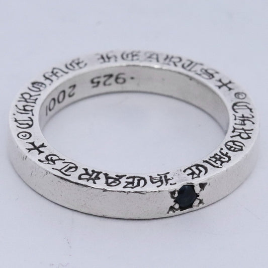 CHROME HEARTS 3mm Spacer Plain Sapphire Silver Ring Size ONE SIZE