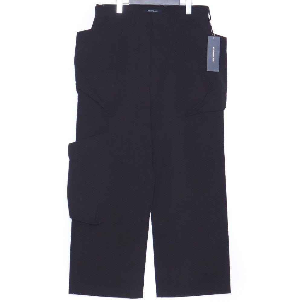 ALMOSTBLACK 24SS Black Wide Woven Big Pocket Pants Size 1