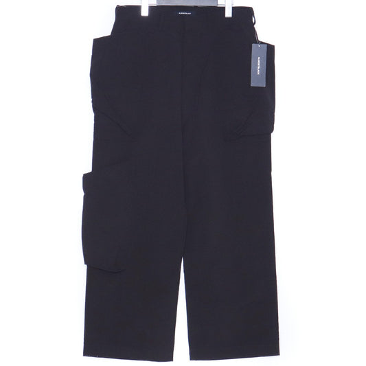 ALMOSTBLACK 24SS Black Wide Woven Big Pocket Pants Size 1
