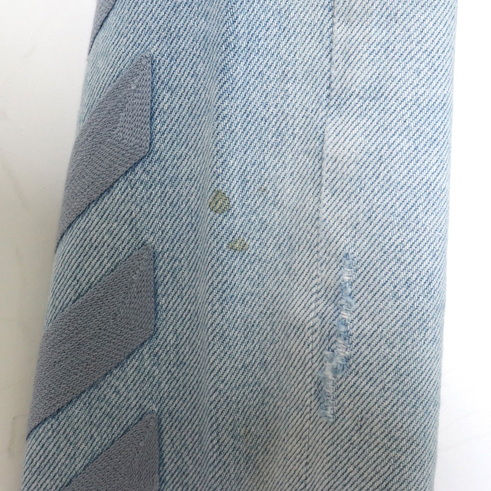 OFF-WHITE Distressed Denim Pants Light Indigo Size 28