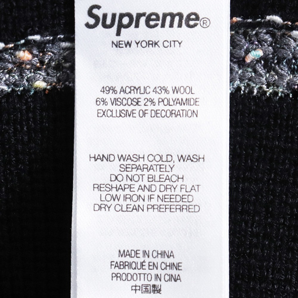 Supreme 24AW Speckle Stripe Zip Up Cardigan Black Size XL