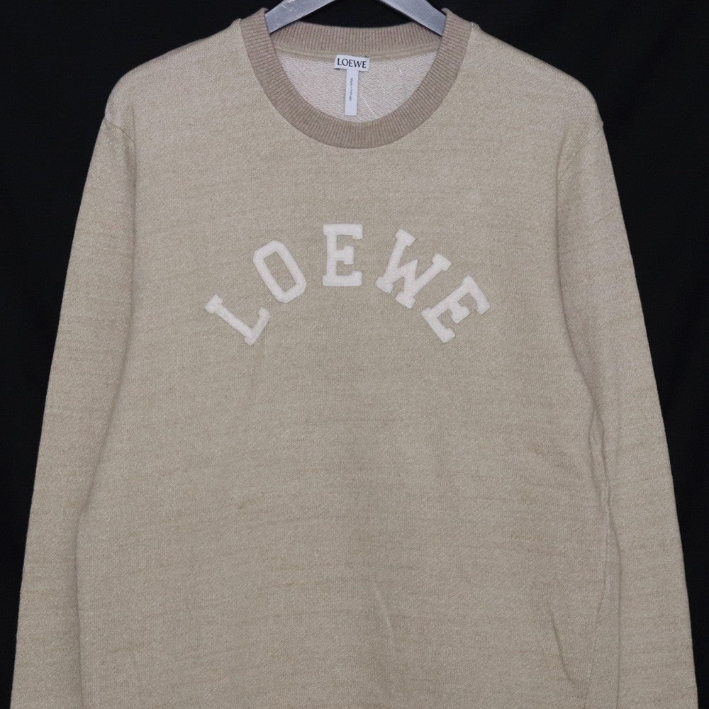 LOEWE 18AW Logo Patch Crewneck Sweatshirt Beige Size L