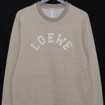 LOEWE 18AW Logo Patch Crewneck Sweatshirt Beige Size L