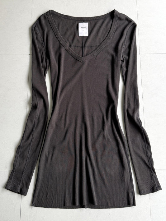 addaptation Ribbed Deep V-Neck Long Sleeve