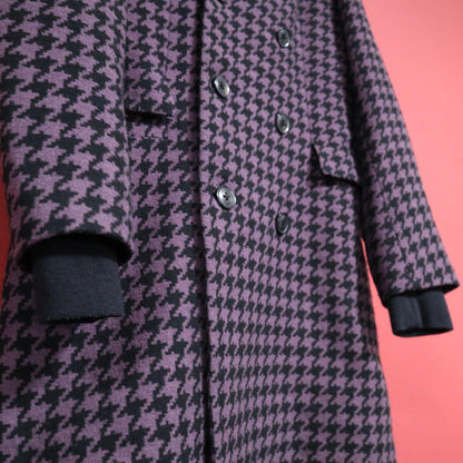 Paul Smith Purple Silk Houndstooth Collarless DB Coat Size M
