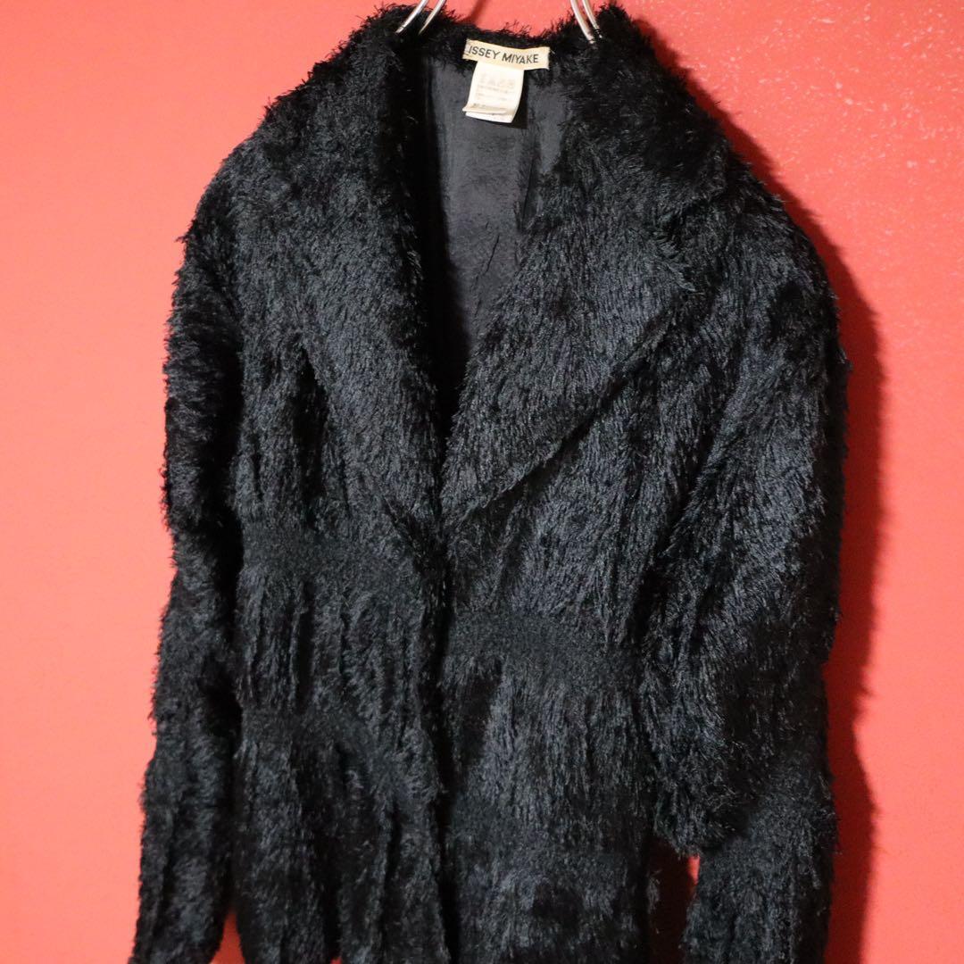 ISSEY MIYAKE 02SS Shaggy Fringe Pleated Jacket Black Size 2