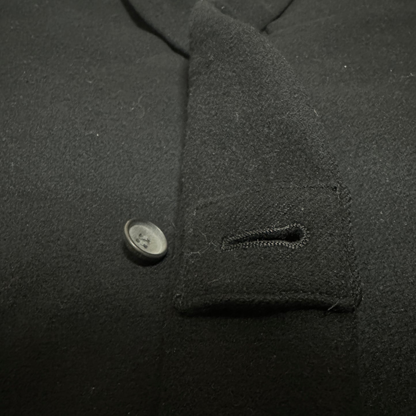 THE RERACS Black Wool Single Breasted Chester Coat
