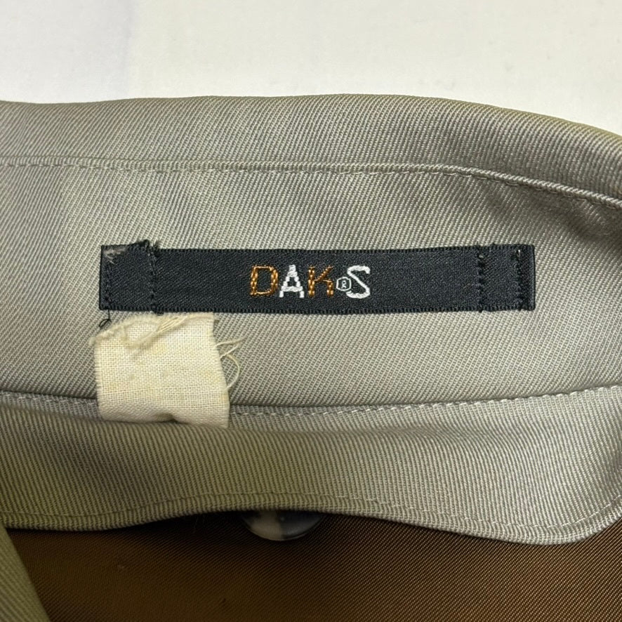 DAKS 90s Gray Wool/Silk Fly Front Balmacaan Coat