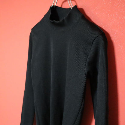 COMME des GARCONS 80s Black Rib Knit Mock Long Top Size FREE
