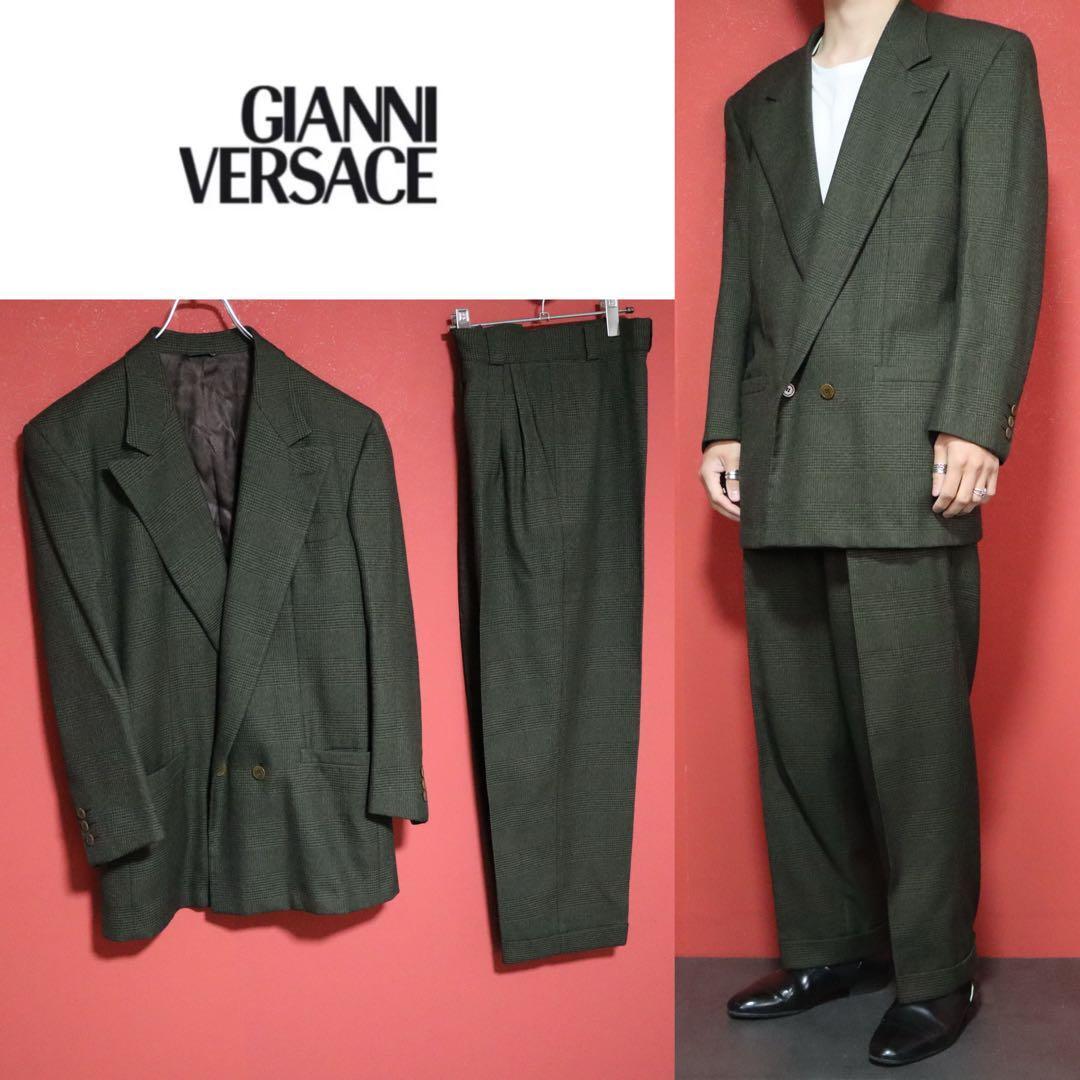 Gianni Versace 80s Khaki Houndstooth Jacket Size 46