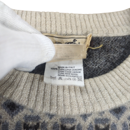 HERMES All Over H Logo Wool Sweatshirt Gray Size L