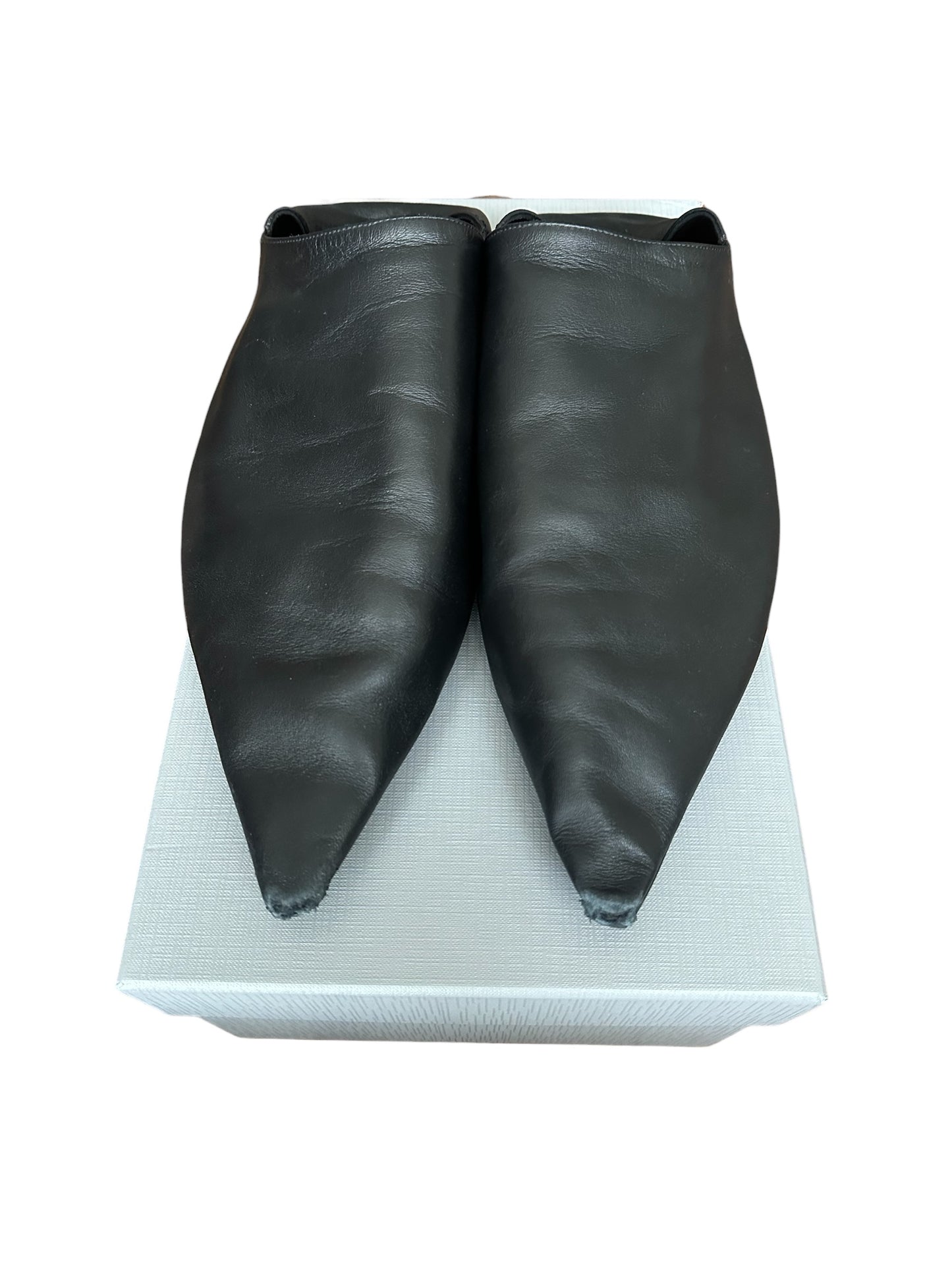 Balenciaga Black Pointed Toe Flat Mules Sandals