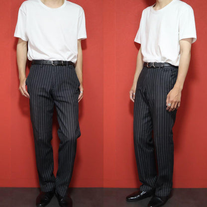 Issey Miyake Dark Gray Striped Tencel Slacks Size 2