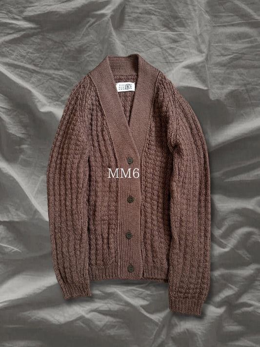 MM6 AW11 Wool Chunky 3D Knit Cardigan Low Gauge Size L