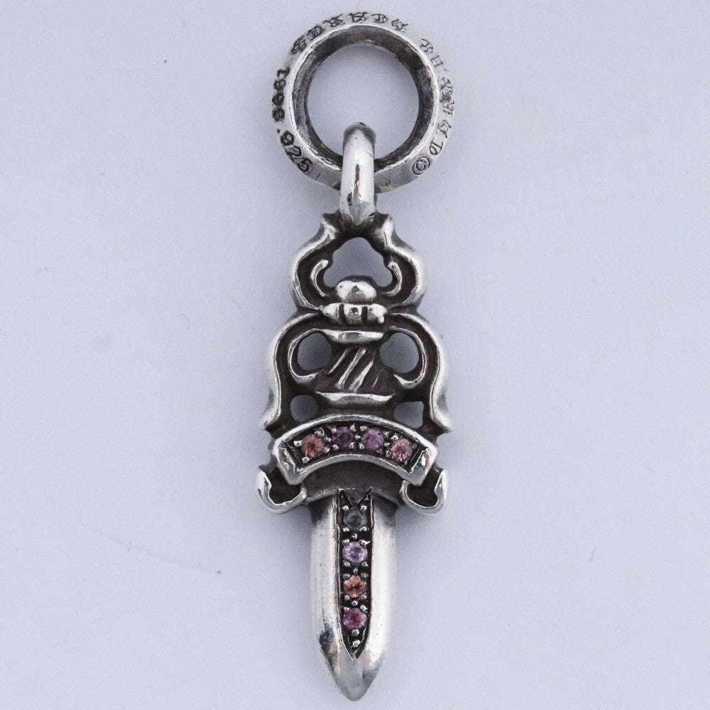 Chrome Hearts #5 Dagger Charm Pave Sapphire Silver Size F