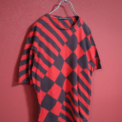 Issey Miyake Bleached Tie-dye Stripe Check T-Shirt Size 2