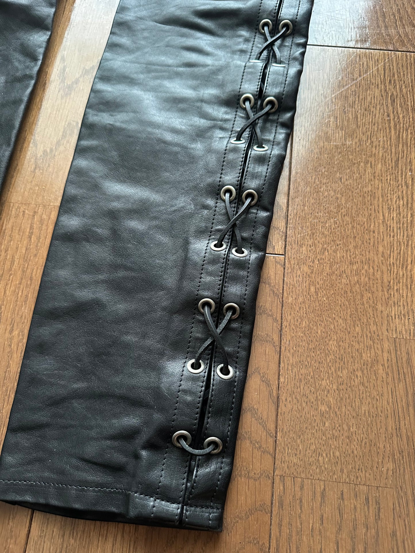 Saint Laurent AW14 Lace Up Cowhide Leather Pants