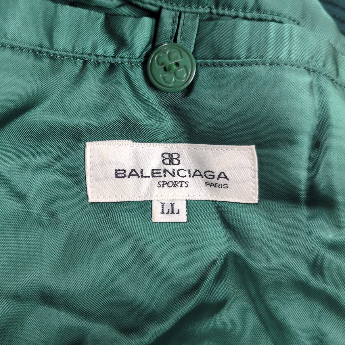 BALENCIAGA SPORTS Green Wool BB Logo Bomber Jacket Size LL