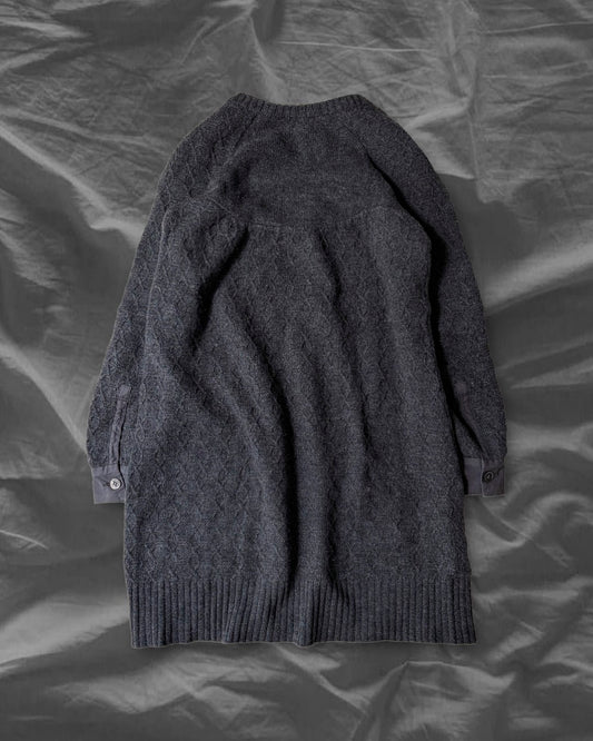 UNDERCOVER 04AW Wool Layered Cuff Hybrid Knit Gray Size 1