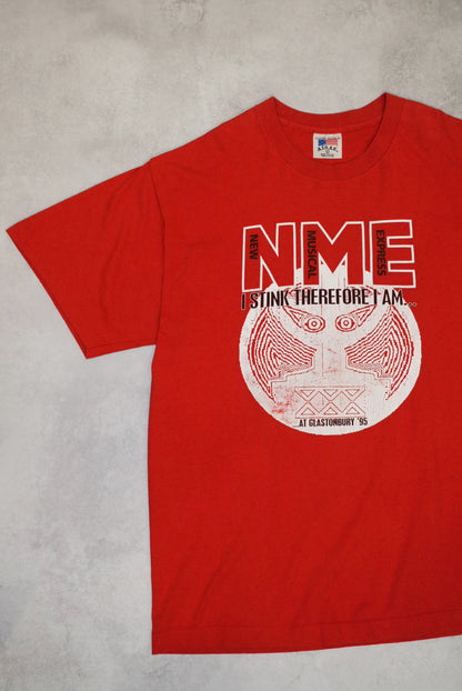 GLASTONBURY 90s NME Prodigy Graphic T-Shirt Red Size XL