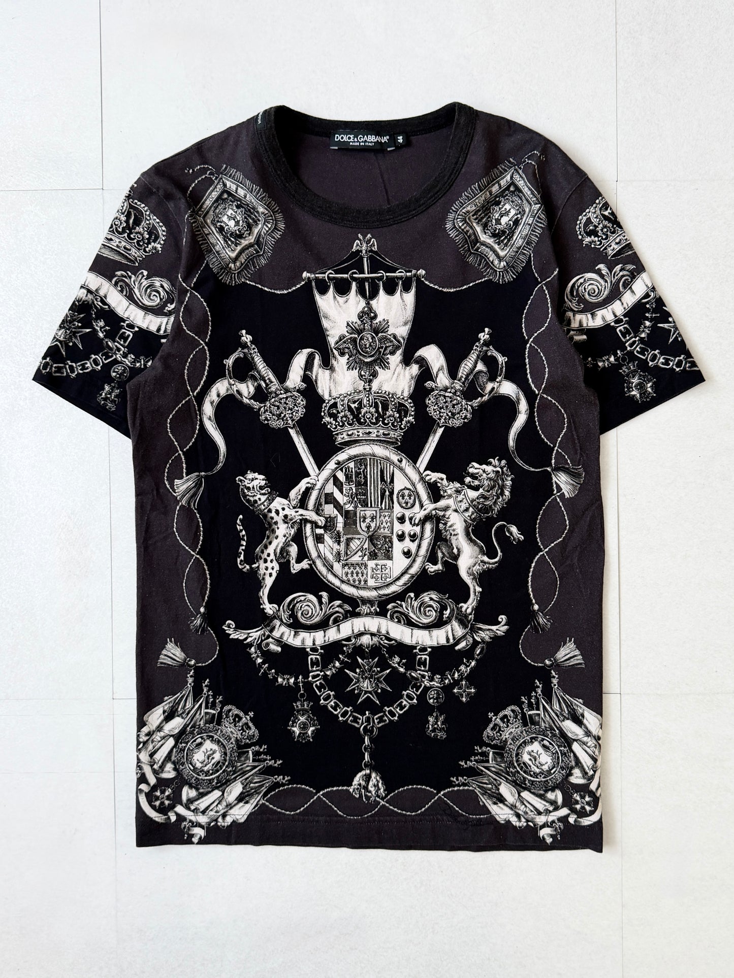 DOLCE&GABBANA Cotton All-Over Pattern T-Shirt Size 44