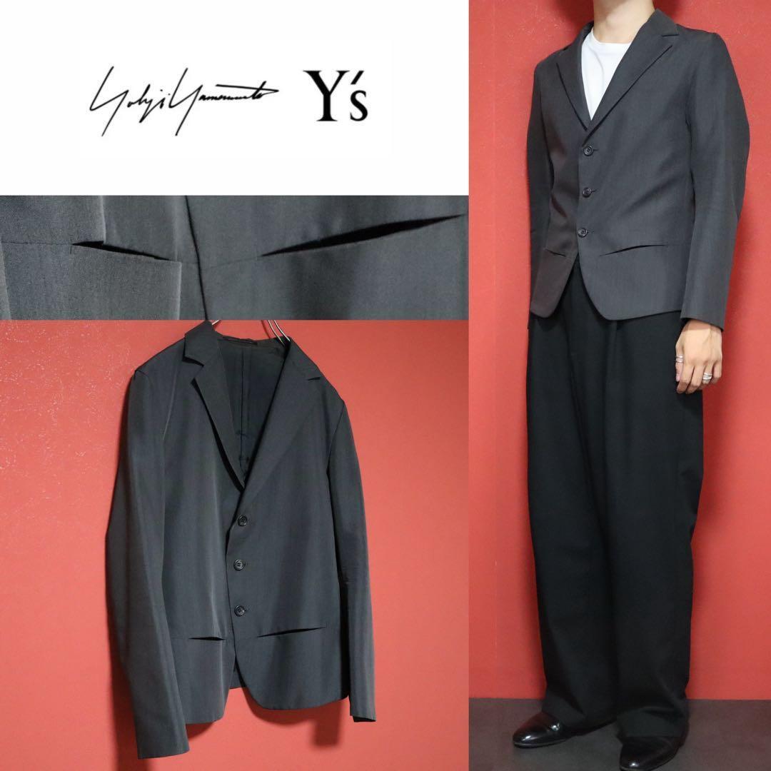 Y's Grey Deconstructed Slit Pocket Tailored Jacket Size 3