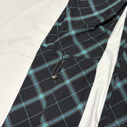 Allege. AW19 Black Blue Check Wool Gathered Pants Size 2