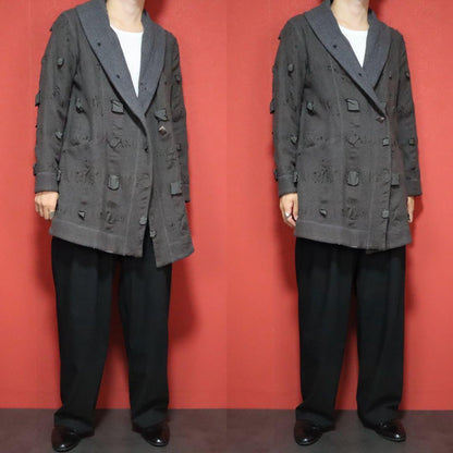 HaaT 13SS Distressed Shawl Collar Wool Long Coat Size 2