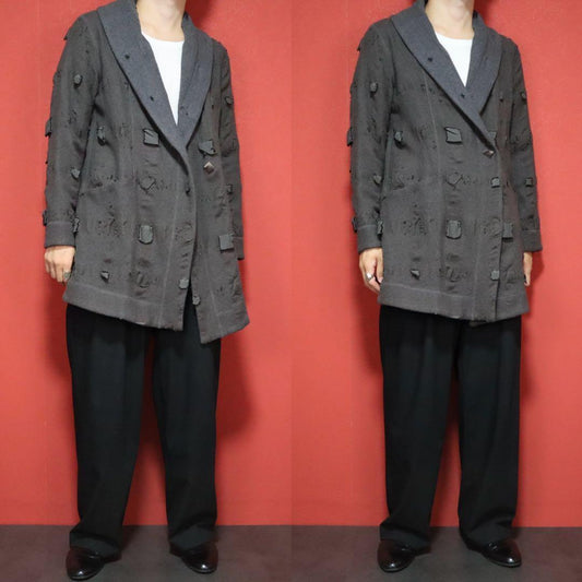 HaaT 13SS Distressed Shawl Collar Wool Long Coat Size 2