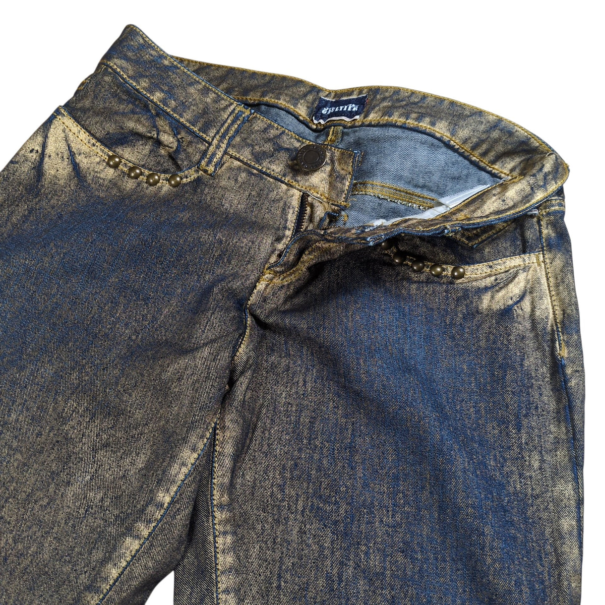 Jean Paul GAULTIER Glitter Coating Side Zip Jeans Size 28