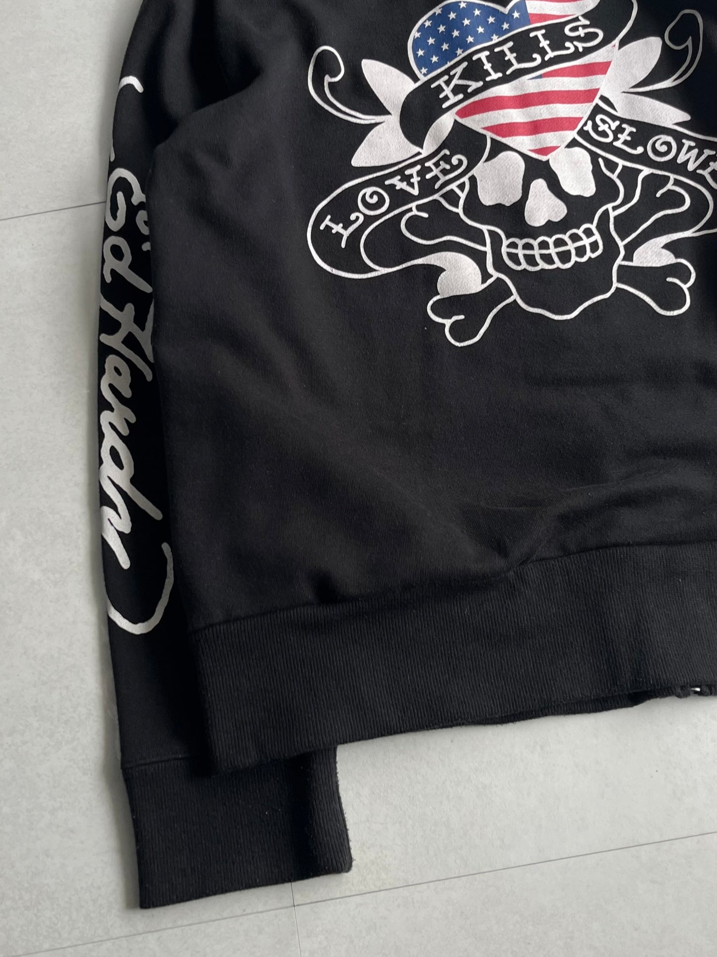 Ed Hardy Black Skull Zip Hoodie Size XL