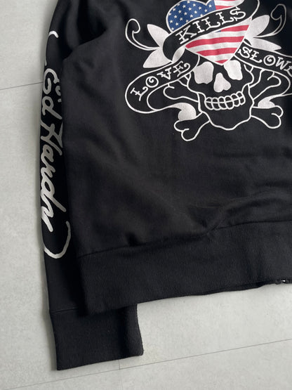 Ed Hardy Black Skull Zip Hoodie Size XL