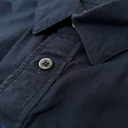 sacai SS18 Cotton Smocked Short-Sleeve Shirt Navy Size L