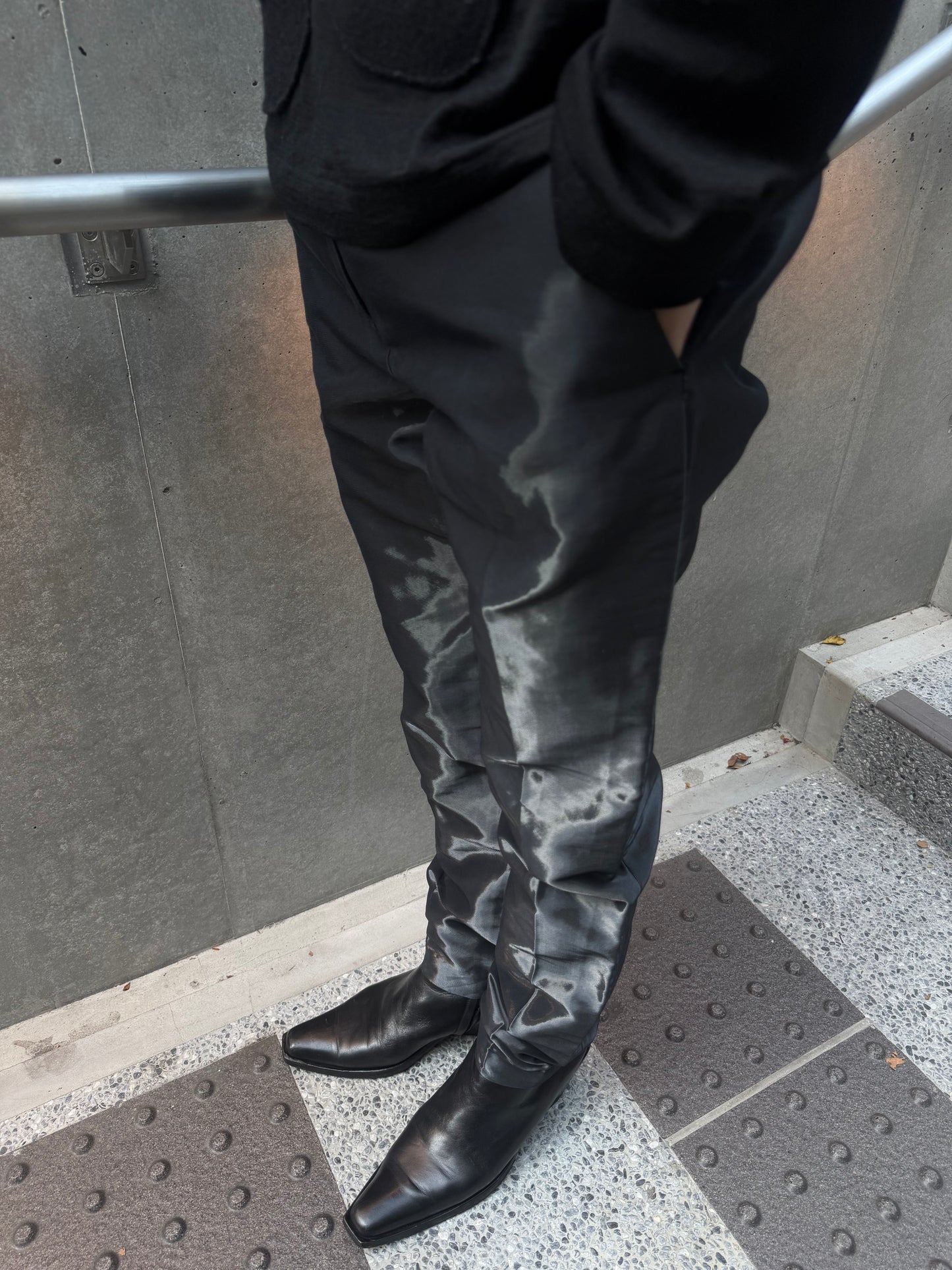 JIL SANDER 2000s Raf Simons Moire Tapered Pants Black Size M