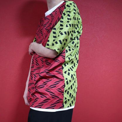 Issey Miyake SS Pleated Color Block Red Yellow Size 3